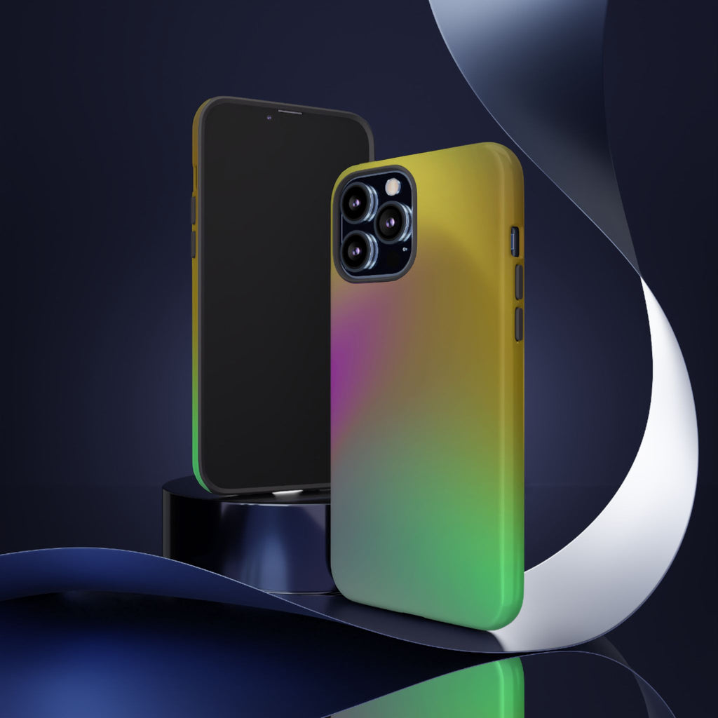Vibrant Phone Case, Tough Cases, Colorful Phone Cover, Durable Mobile Case, Yellow Green Gradient Design