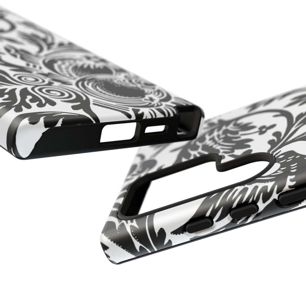 Elegant Black Floral Phone Case, Tough Cases, Stylish Phone Protection, Gift for Her, Floral Design, Trendy Accessories