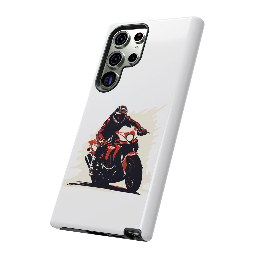 Motorcycle Phone Case, Tough Cases for Riders, Biker Accessory, Gifts for Motorcyclists, Red Bike Design