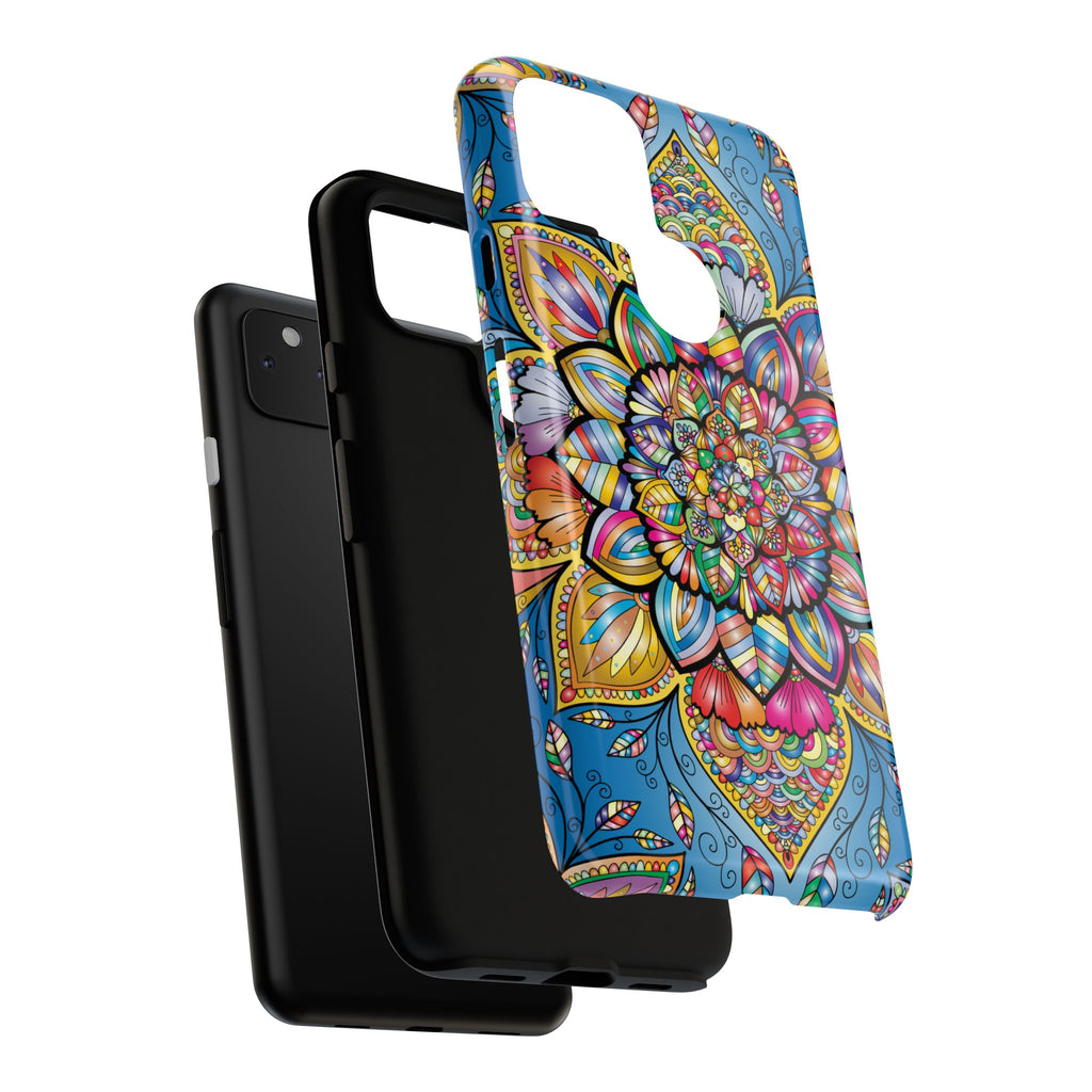 Vibrant Floral Phone Case, Tough Phone Cover, Colorful Mobile Accessory, Artistic Gift, Mandala Design, Everyday Use