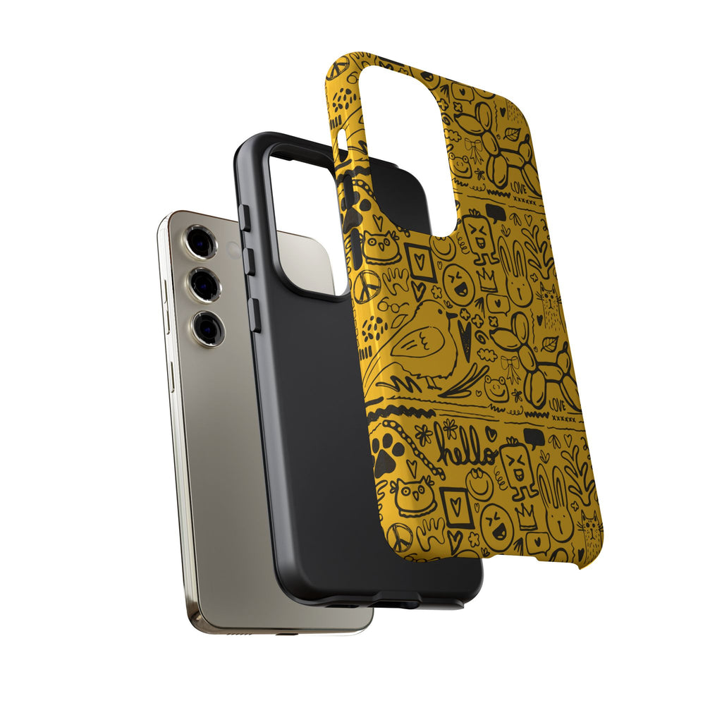 Vibrant Phone Case, Cute Yellow Floral iPhone Cover, Stylish Tough Case, Fun Phone Accessory, Perfect Gift for Teens