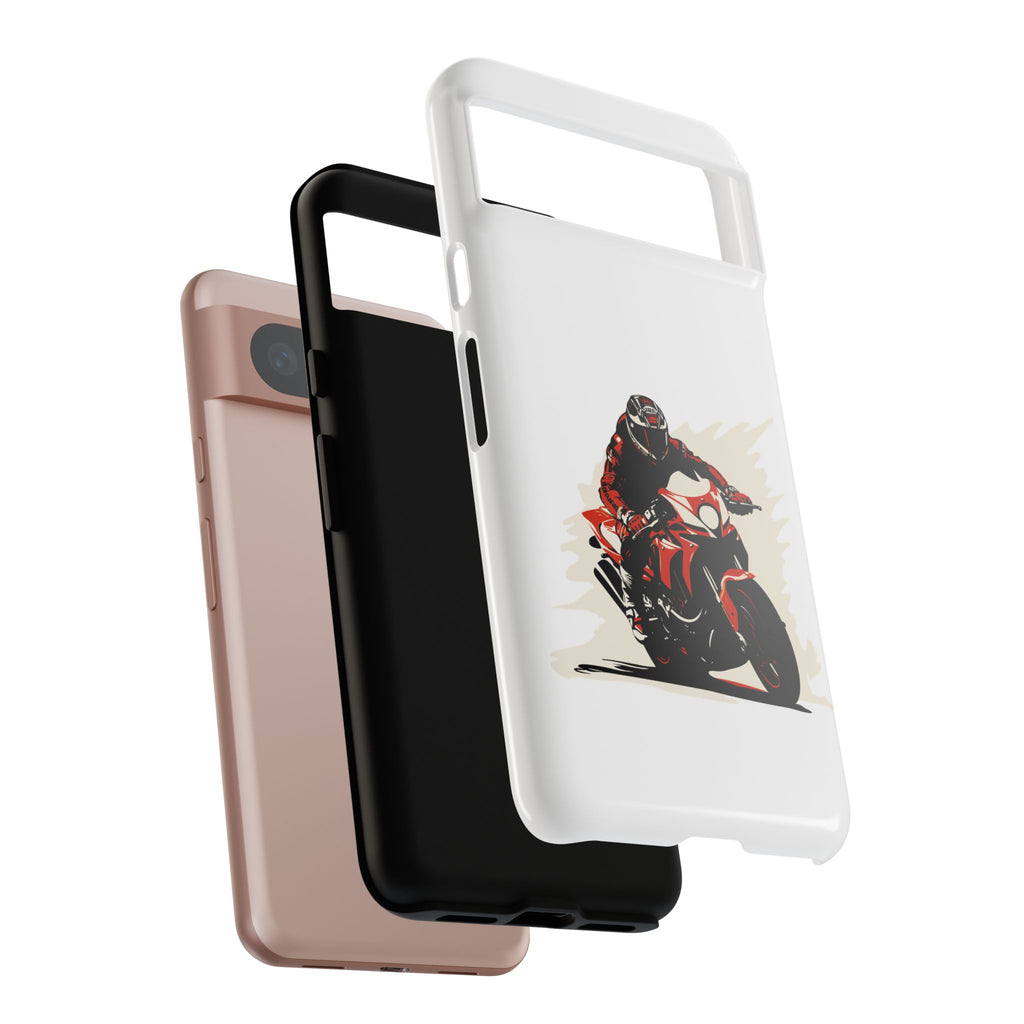 Motorcycle Phone Case, Tough Cases for Riders, Biker Accessory, Gifts for Motorcyclists, Red Bike Design