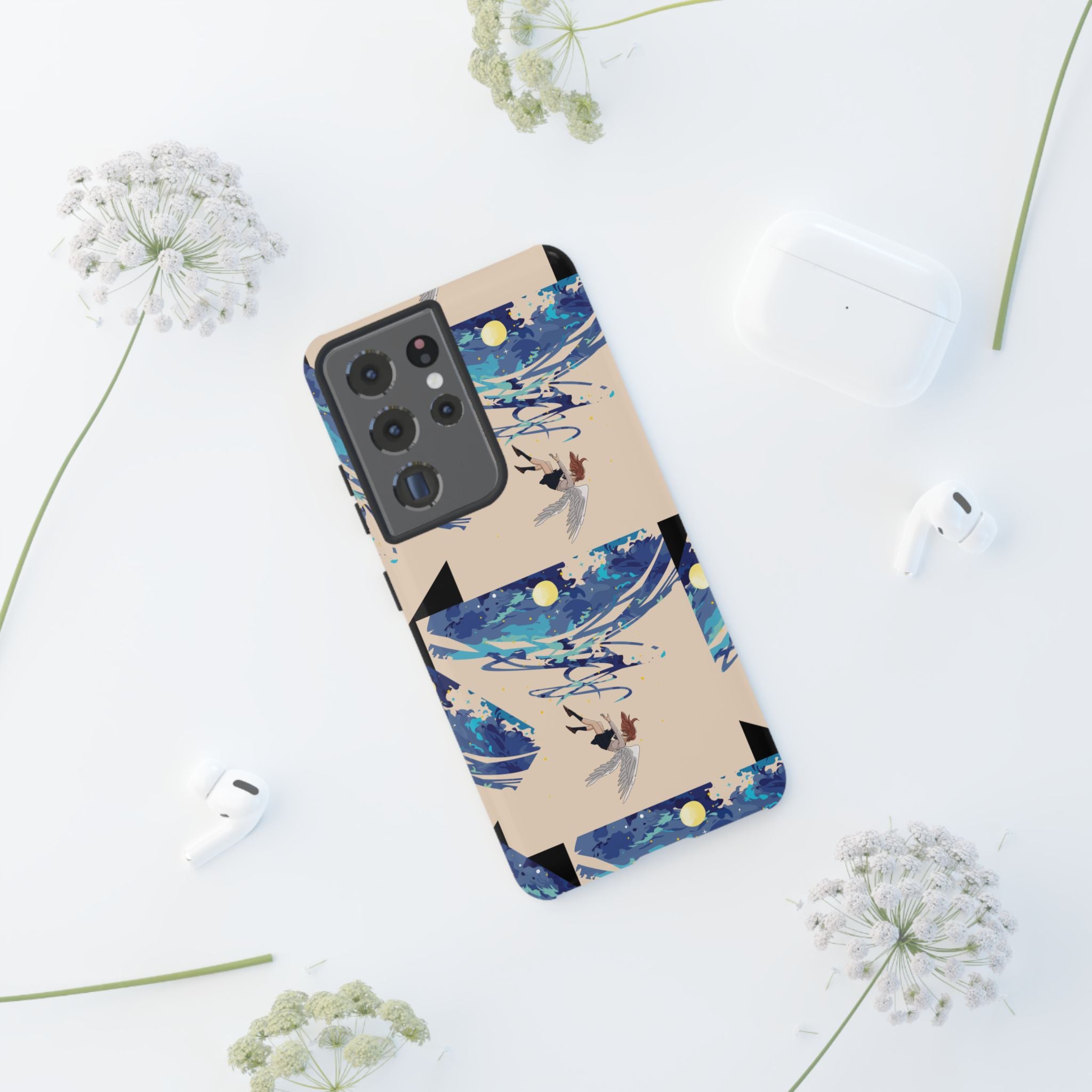 Artistic Phone Case with Abstract Design, Vivid Blue Waves and Fish, Stylish Phone Accessory, Unique Gift Idea, Trendy Tech Decor, [...]