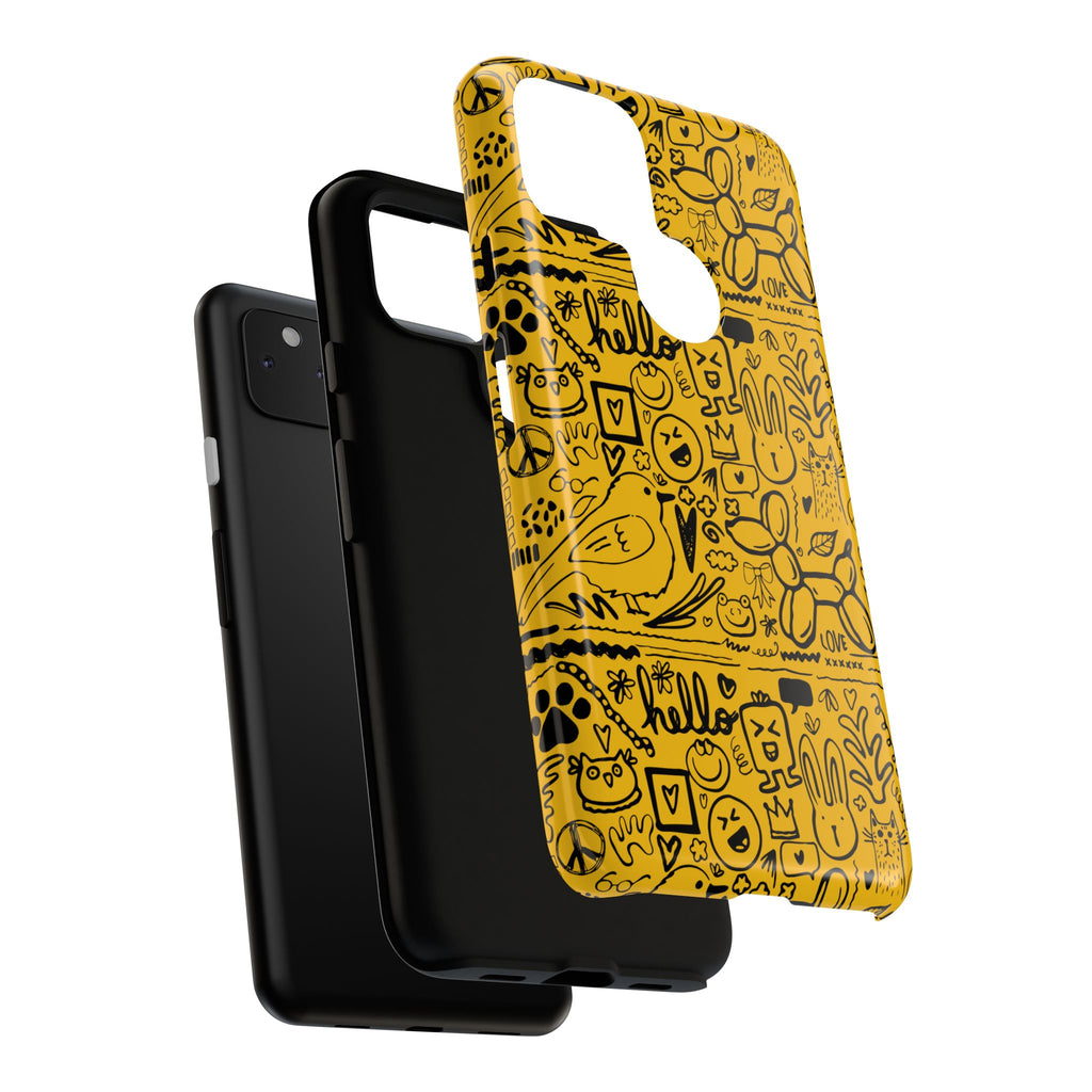 Vibrant Phone Case, Cute Yellow Floral iPhone Cover, Stylish Tough Case, Fun Phone Accessory, Perfect Gift for Teens