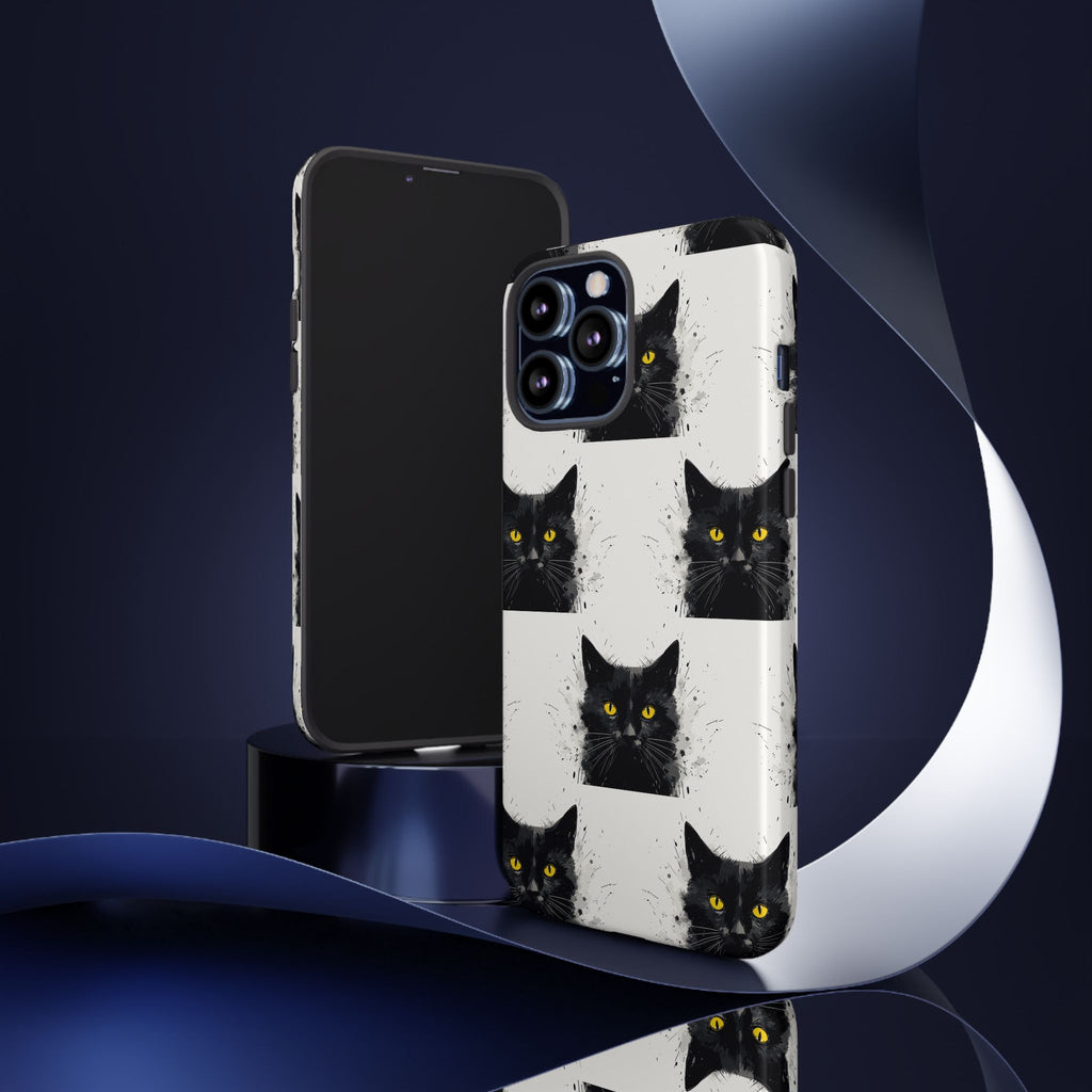 Black Cat Phone Case, Tough Cases, Cat Lover Gift, Unique Design, Halloween, Animal Accessories, Custom Phone Cover