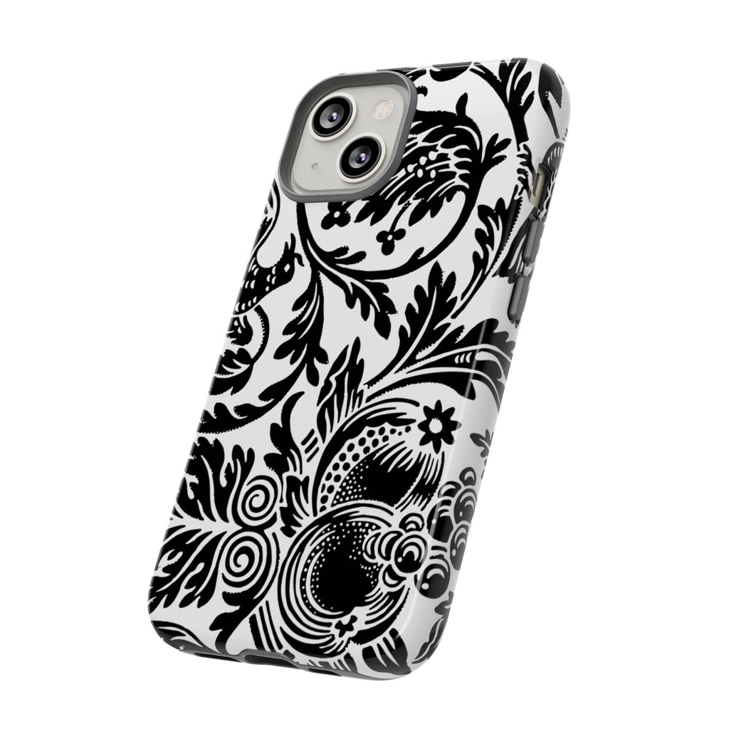 Elegant Black Floral Phone Case, Tough Cases, Stylish Phone Protection, Gift for Her, Floral Design, Trendy Accessories