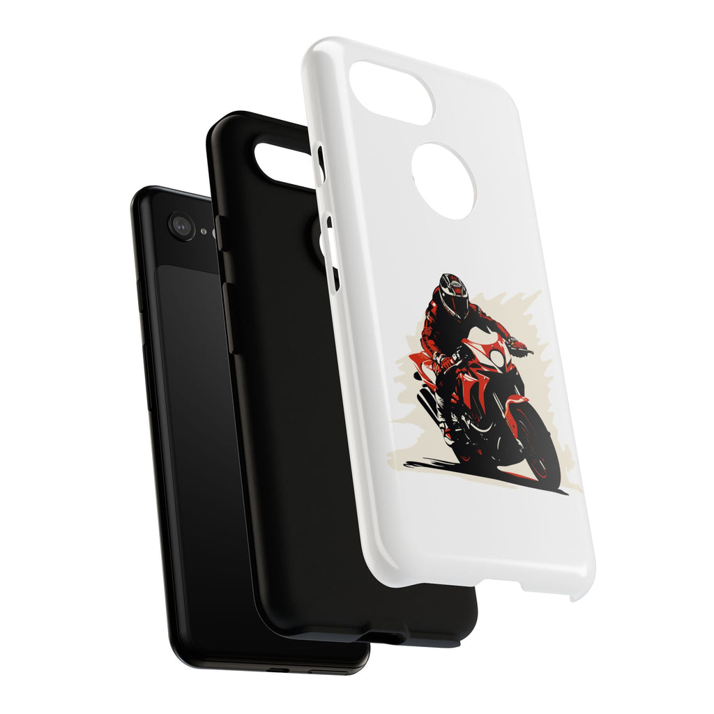 Motorcycle Phone Case, Tough Cases for Riders, Biker Accessory, Gifts for Motorcyclists, Red Bike Design