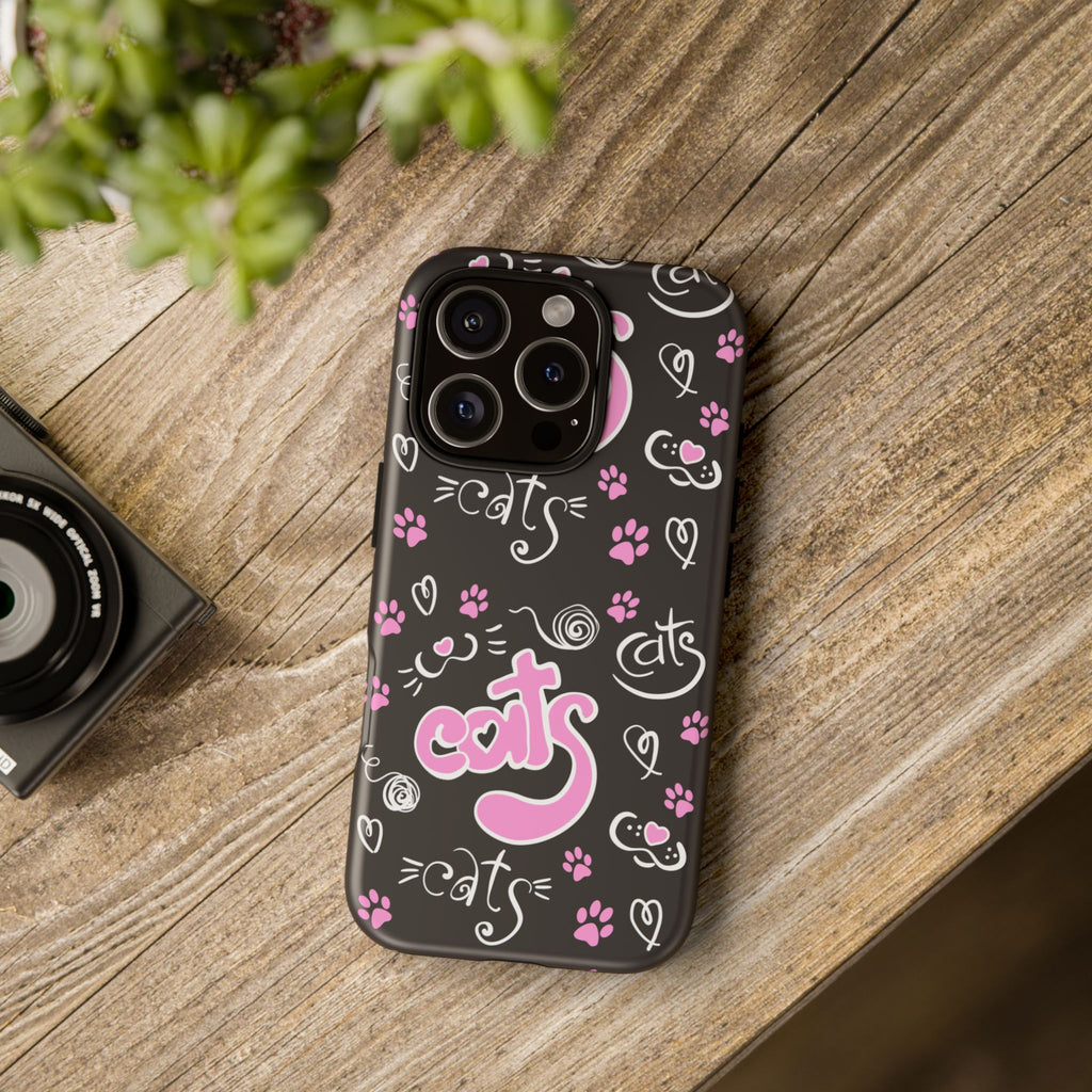 Cute Cat Print Phone Cases, Tough Cases for Cat Lovers, Pet Phone Cover, Gift for Cat Moms, Stylish Phone Accessories