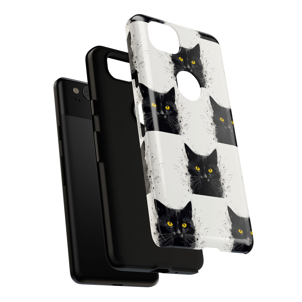 Black Cat Phone Case, Tough Cases, Cat Lover Gift, Unique Design, Halloween, Animal Accessories, Custom Phone Cover