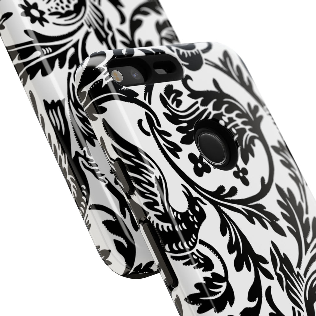 Elegant Black Floral Phone Case, Tough Cases, Stylish Phone Protection, Gift for Her, Floral Design, Trendy Accessories