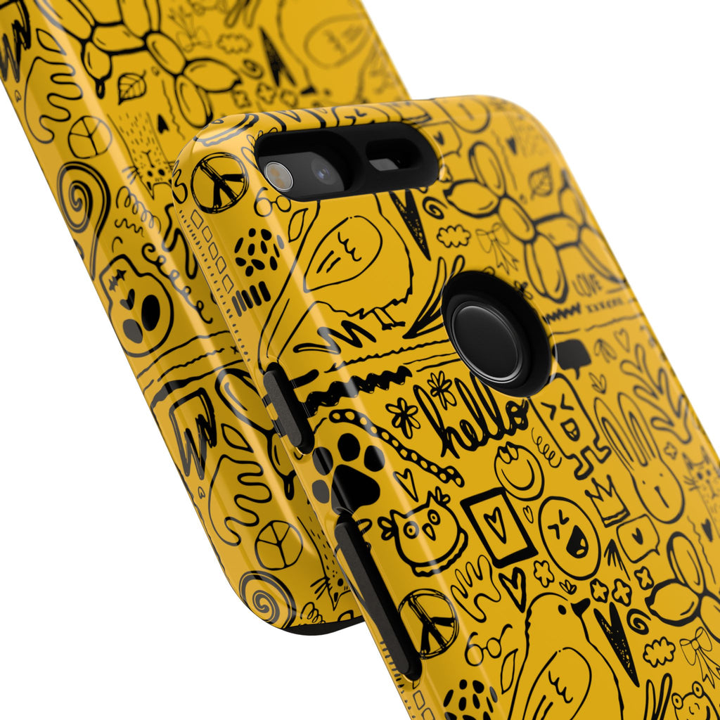 Vibrant Phone Case, Cute Yellow Floral iPhone Cover, Stylish Tough Case, Fun Phone Accessory, Perfect Gift for Teens