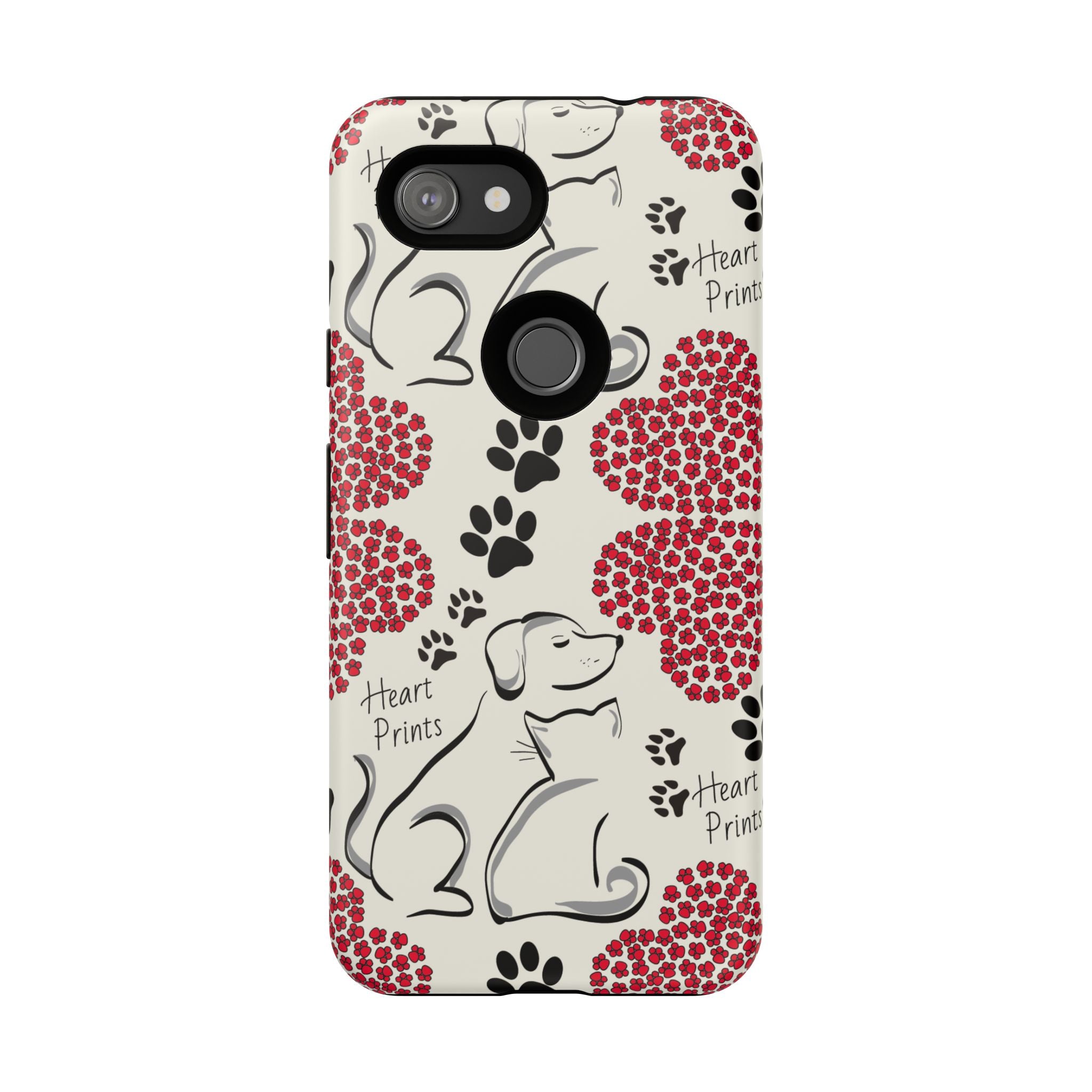 Stylish Phone Case with Heart Prints for Pet Lovers, Dog Lover Gift, Floral Pattern, Customizable Design, Cute Animal Accessories