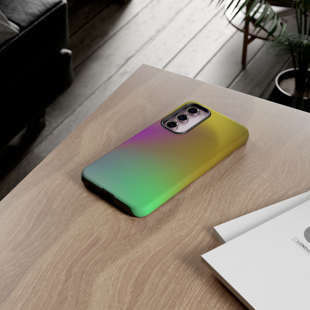 Vibrant Phone Case, Tough Cases, Colorful Phone Cover, Durable Mobile Case, Yellow Green Gradient Design