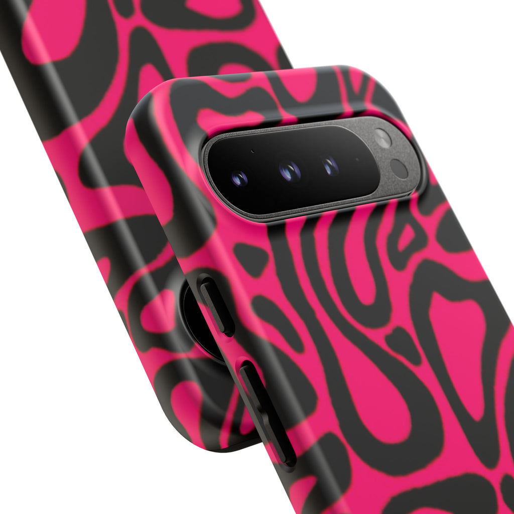Bold Pink Patterned Phone Case, Stylish Tough Case, Trendy Accessory, Gift for Her, Tech Protection