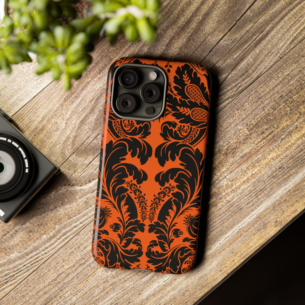 Elegant Phone Case with Orange Floral Design | Tough Cases, Smartphone Cover, Gift for Her, Floral Patterns, Stylish Accessories