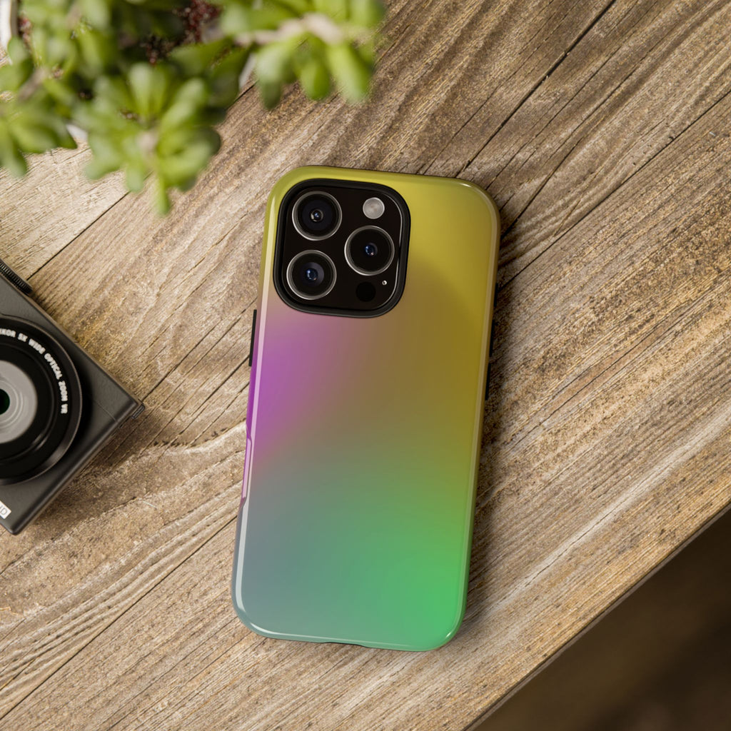 Vibrant Phone Case, Tough Cases, Colorful Phone Cover, Durable Mobile Case, Yellow Green Gradient Design