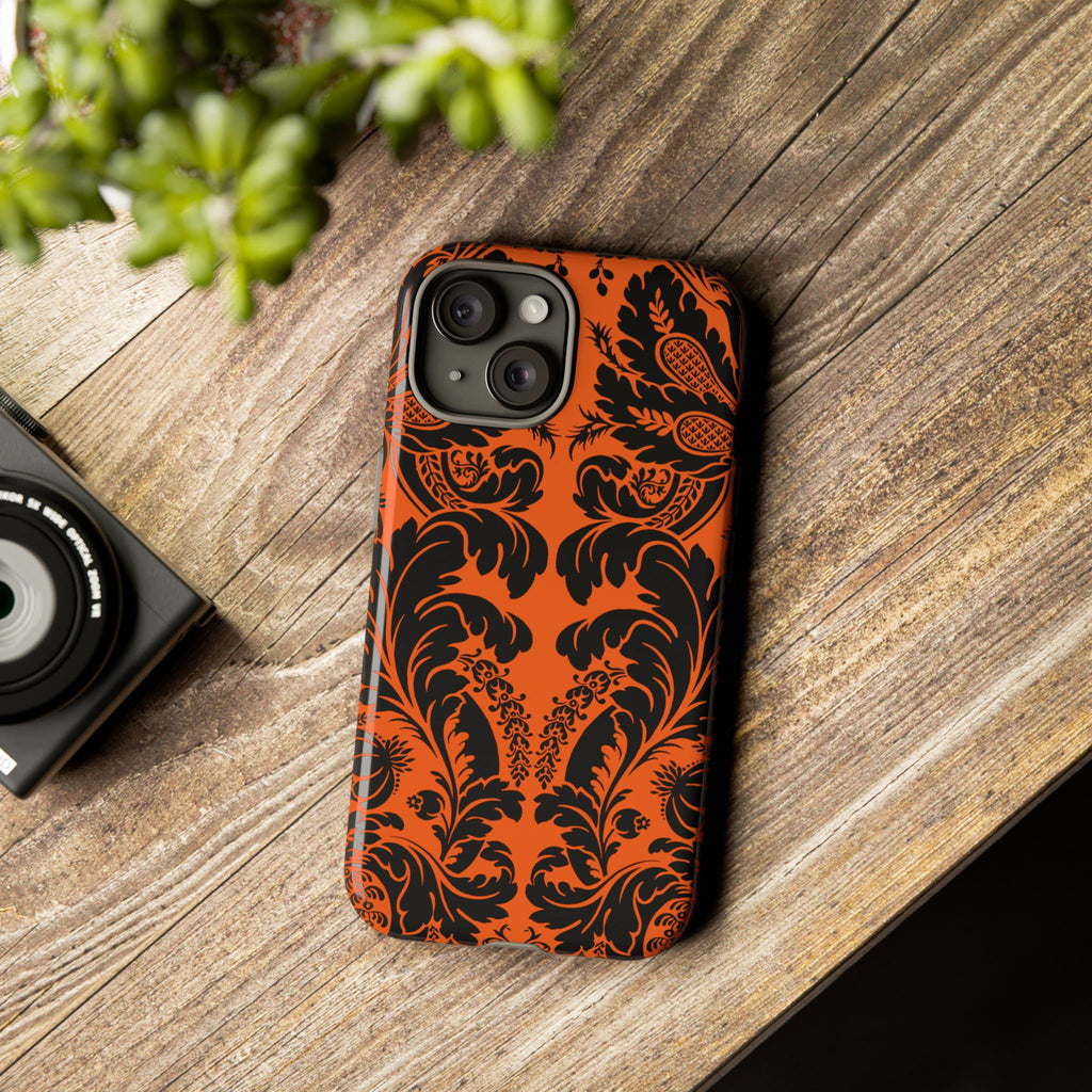 Elegant Phone Case with Orange Floral Design | Tough Cases, Smartphone Cover, Gift for Her, Floral Patterns, Stylish Accessories
