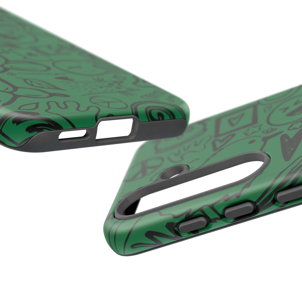 Playful Phone Case, Vibrant Green Tough Case, Quirky Graphic Design, Unique Gift for Kids, Fun Accessories, Christmas, Birthday