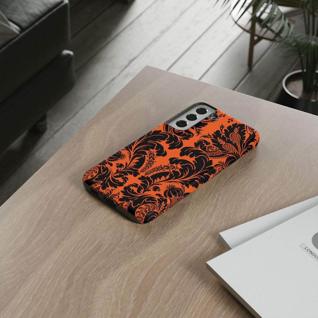 Elegant Phone Case with Orange Floral Design | Tough Cases, Smartphone Cover, Gift for Her, Floral Patterns, Stylish Accessories