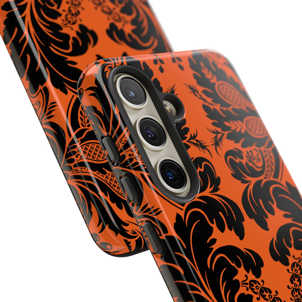 Elegant Phone Case with Orange Floral Design | Tough Cases, Smartphone Cover, Gift for Her, Floral Patterns, Stylish Accessories
