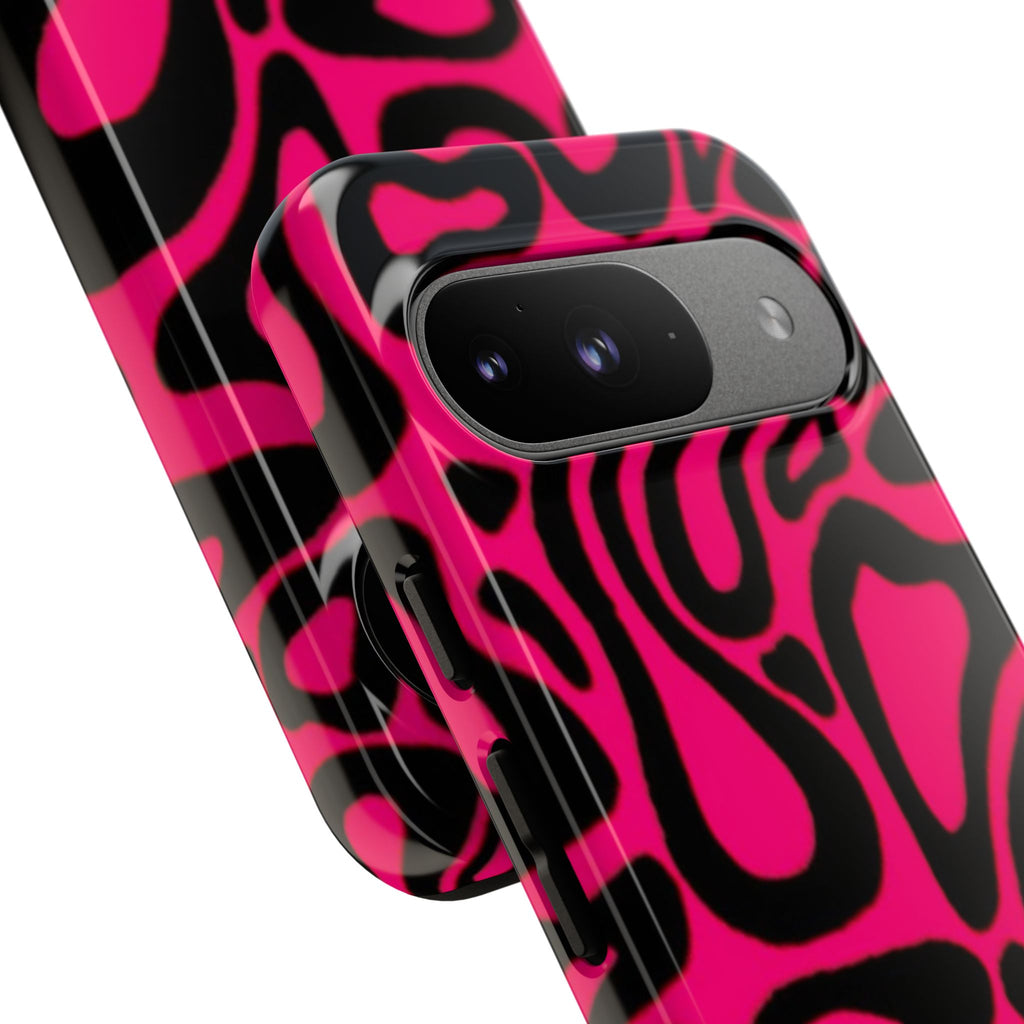 Bold Pink Patterned Phone Case, Stylish Tough Case, Trendy Accessory, Gift for Her, Tech Protection