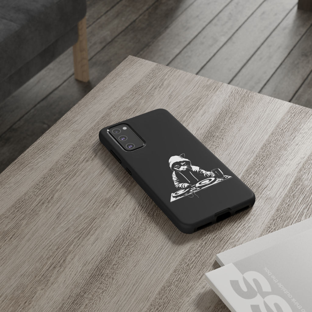DJ Cat Phone Case, Tough Phone Cover, Pet Lover Gift, Music Enthusiast Accessory, Cute Cat Decor, Unique Case Design