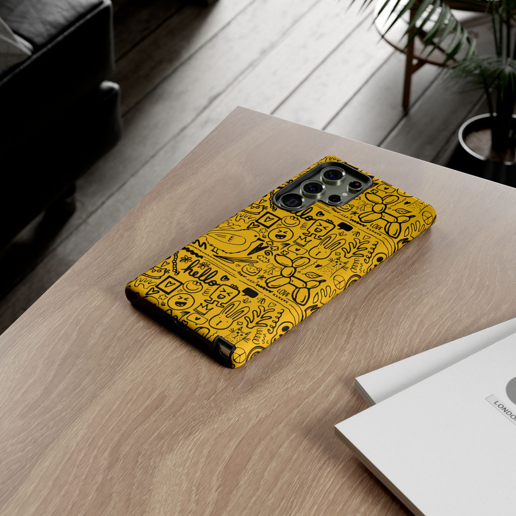 Vibrant Phone Case, Cute Yellow Floral iPhone Cover, Stylish Tough Case, Fun Phone Accessory, Perfect Gift for Teens