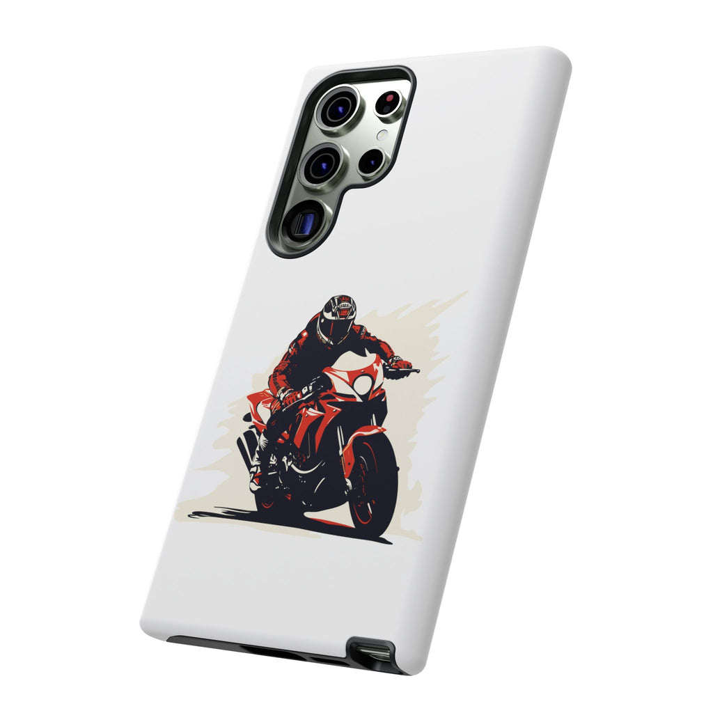 Motorcycle Phone Case, Tough Cases for Riders, Biker Accessory, Gifts for Motorcyclists, Red Bike Design