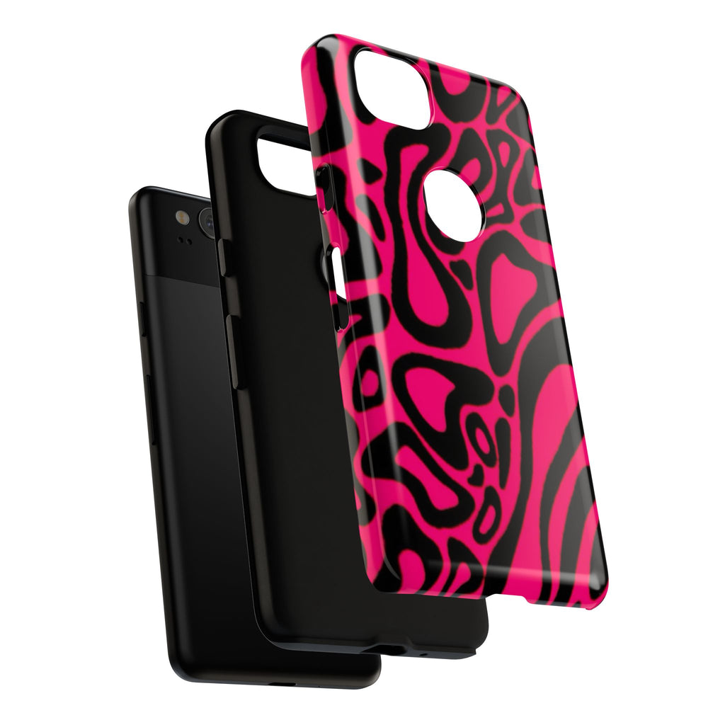Bold Pink Patterned Phone Case, Stylish Tough Case, Trendy Accessory, Gift for Her, Tech Protection