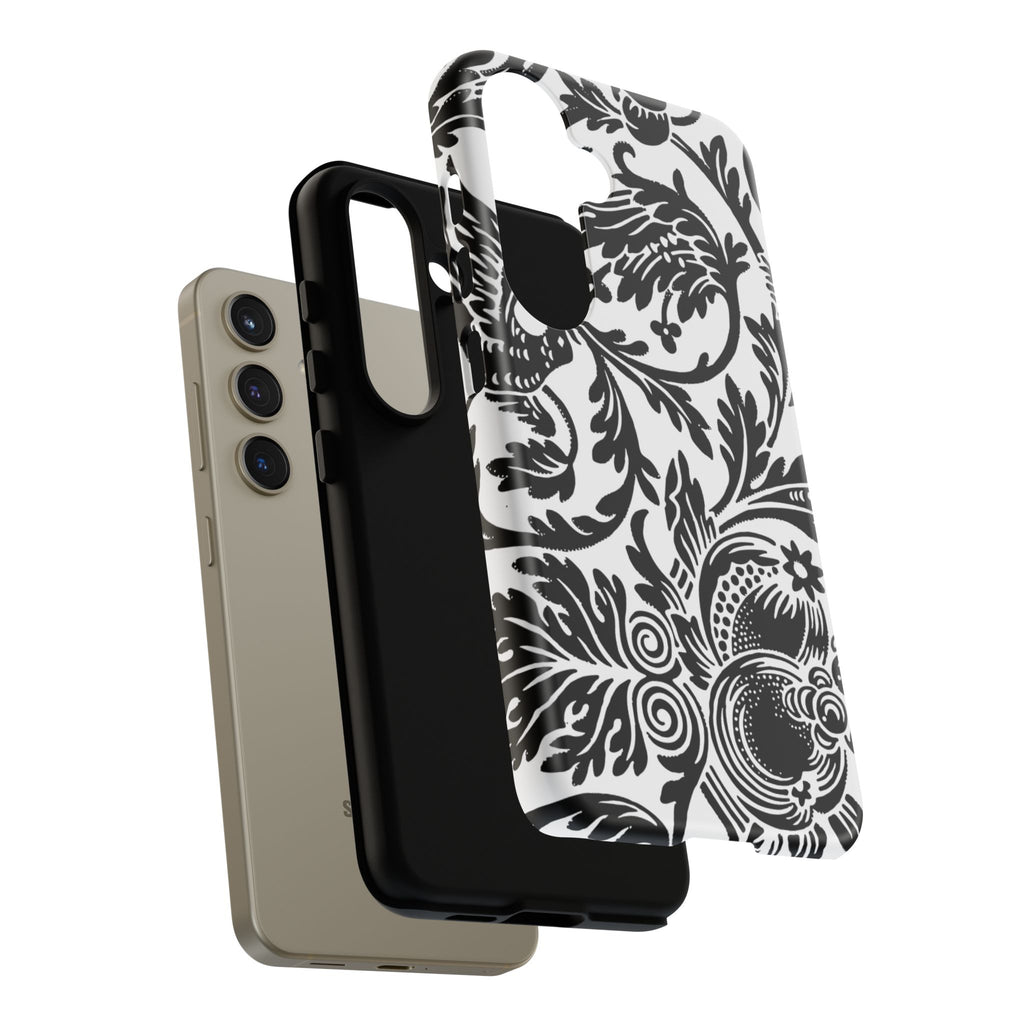 Elegant Black Floral Phone Case, Tough Cases, Stylish Phone Protection, Gift for Her, Floral Design, Trendy Accessories