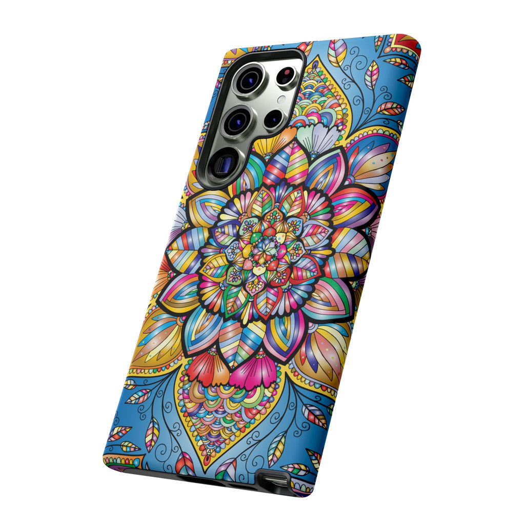 Vibrant Floral Phone Case, Tough Phone Cover, Colorful Mobile Accessory, Artistic Gift, Mandala Design, Everyday Use