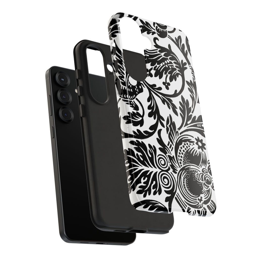 Elegant Black Floral Phone Case, Tough Cases, Stylish Phone Protection, Gift for Her, Floral Design, Trendy Accessories