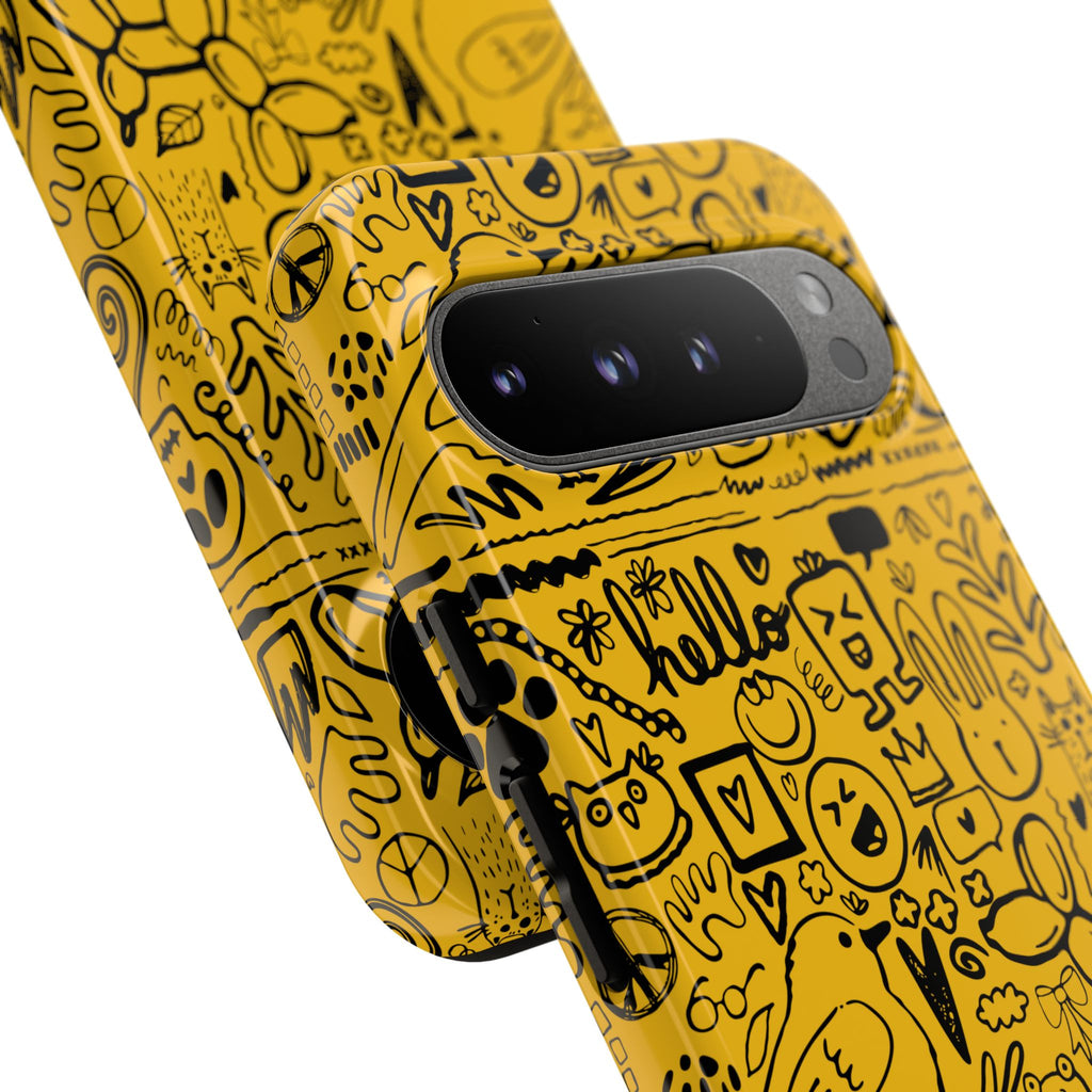 Vibrant Phone Case, Cute Yellow Floral iPhone Cover, Stylish Tough Case, Fun Phone Accessory, Perfect Gift for Teens