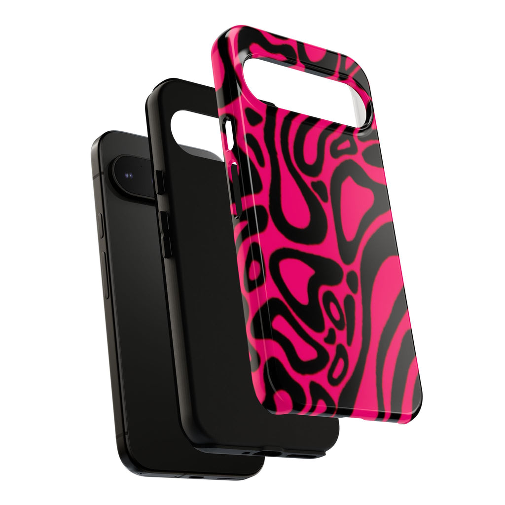 Bold Pink Patterned Phone Case, Stylish Tough Case, Trendy Accessory, Gift for Her, Tech Protection
