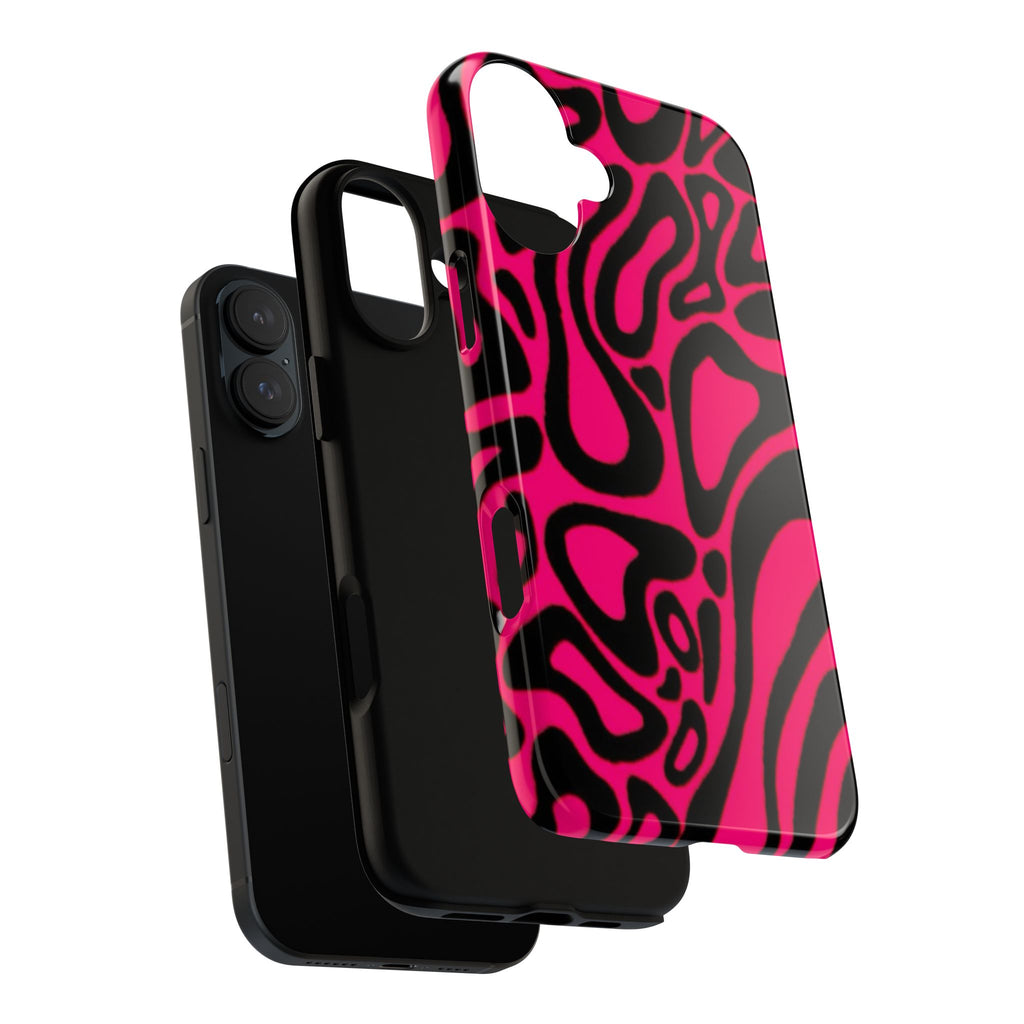 Bold Pink Patterned Phone Case, Stylish Tough Case, Trendy Accessory, Gift for Her, Tech Protection