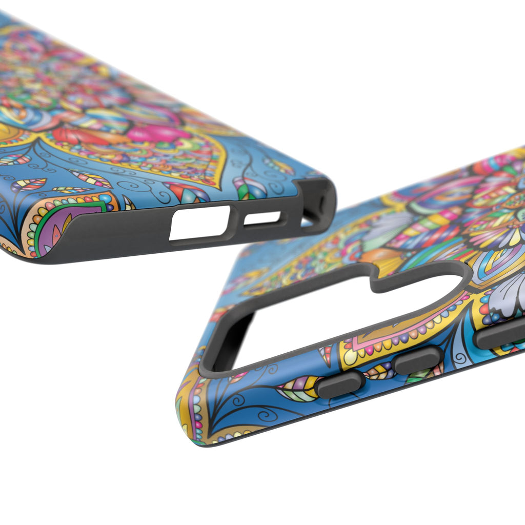 Vibrant Floral Phone Case, Tough Phone Cover, Colorful Mobile Accessory, Artistic Gift, Mandala Design, Everyday Use