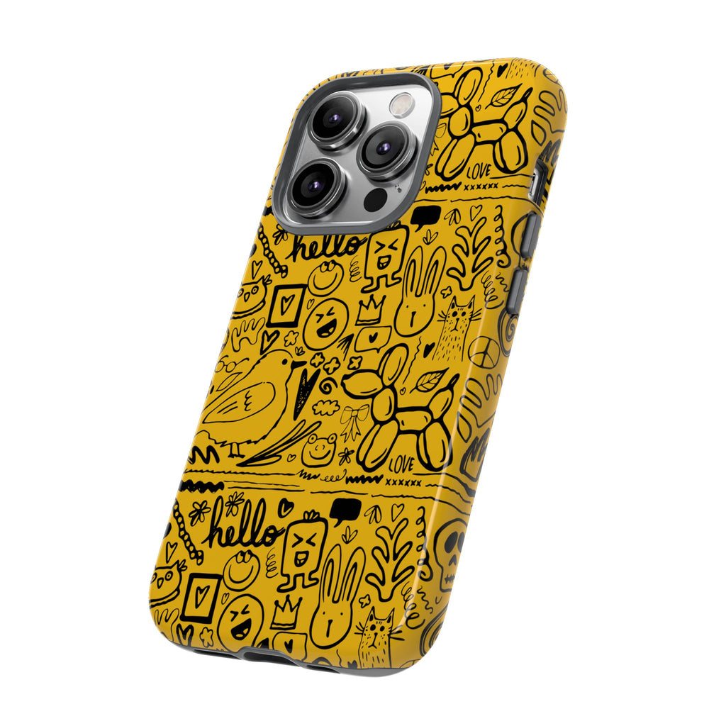 Vibrant Phone Case, Cute Yellow Floral iPhone Cover, Stylish Tough Case, Fun Phone Accessory, Perfect Gift for Teens