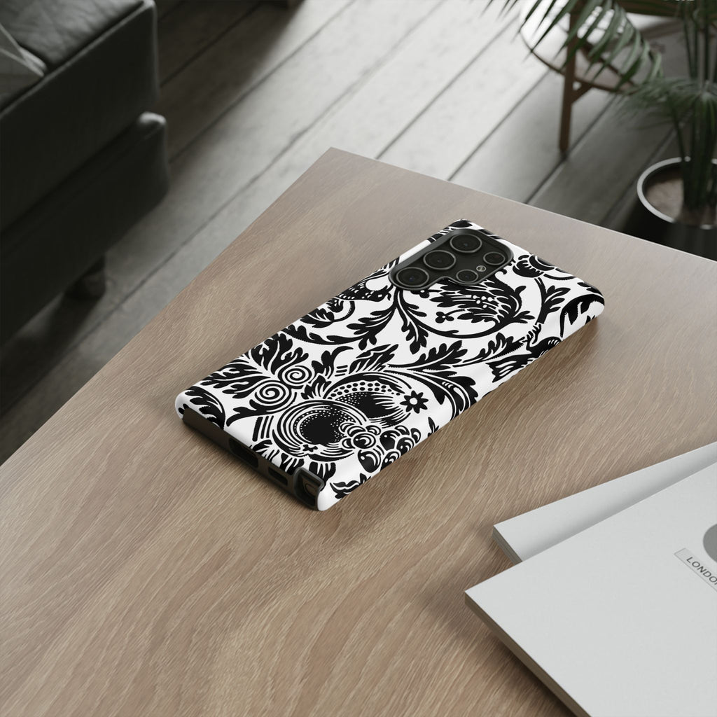 Elegant Black Floral Phone Case, Tough Cases, Stylish Phone Protection, Gift for Her, Floral Design, Trendy Accessories