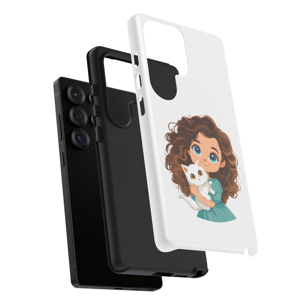 Cute Cat Lover Phone Case, Tough Phone Cover, Pet Lover Gift, Personalized Gift, Kids Phone Case, Animal Lover Accessories