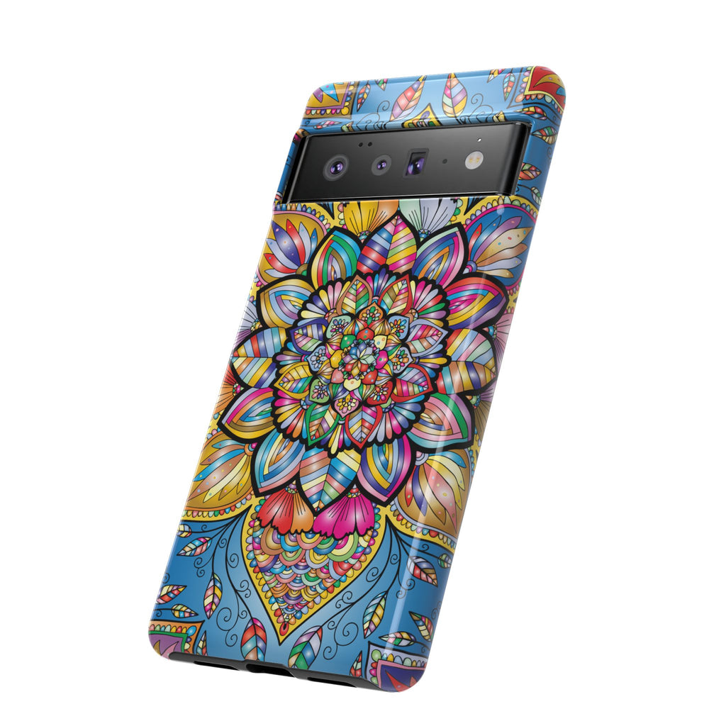 Vibrant Floral Phone Case, Tough Phone Cover, Colorful Mobile Accessory, Artistic Gift, Mandala Design, Everyday Use