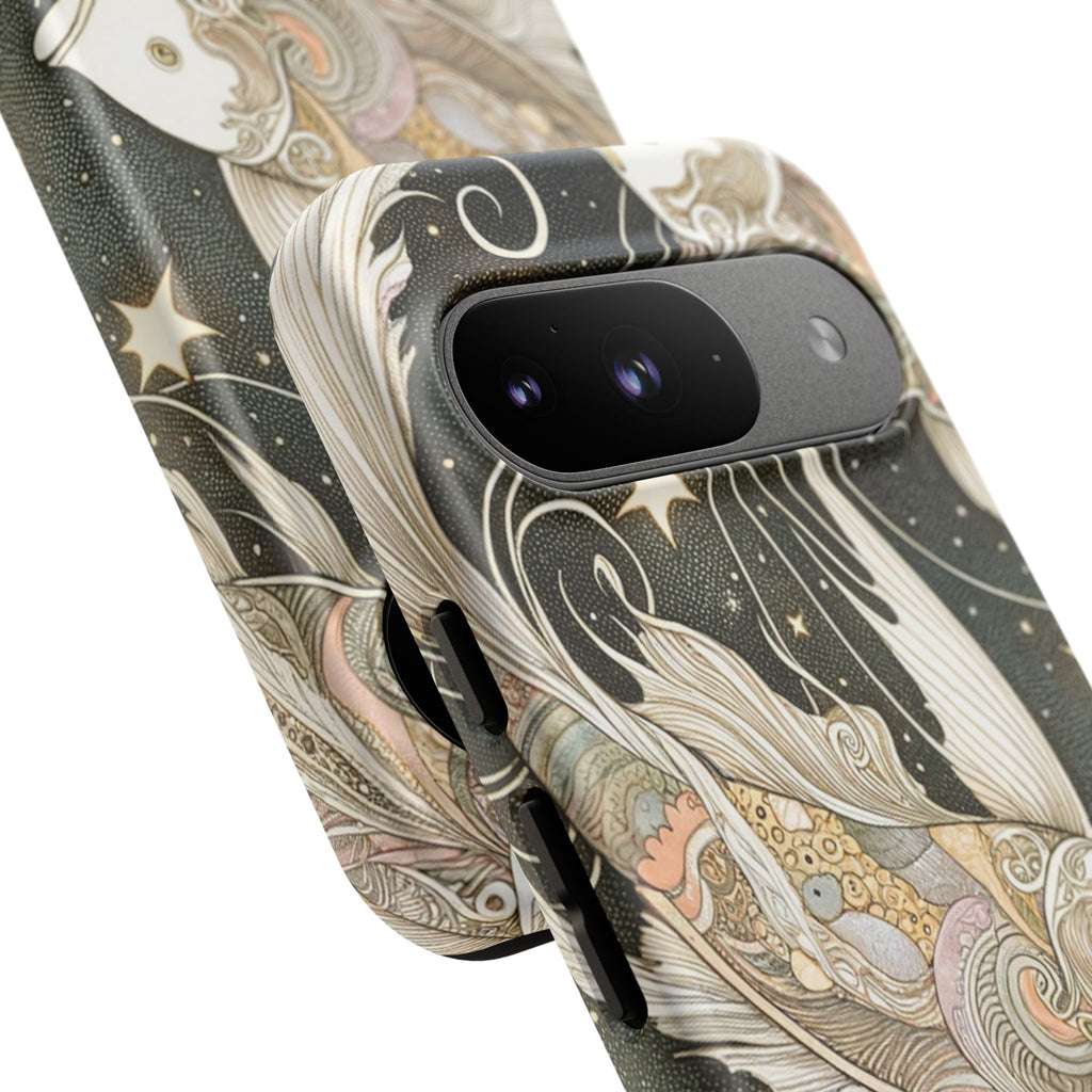Artistic Phone Case, Cosmic Fish Design, Phone Accessory, Unique Gift, Zodiac Decor, Starry Night Vibes