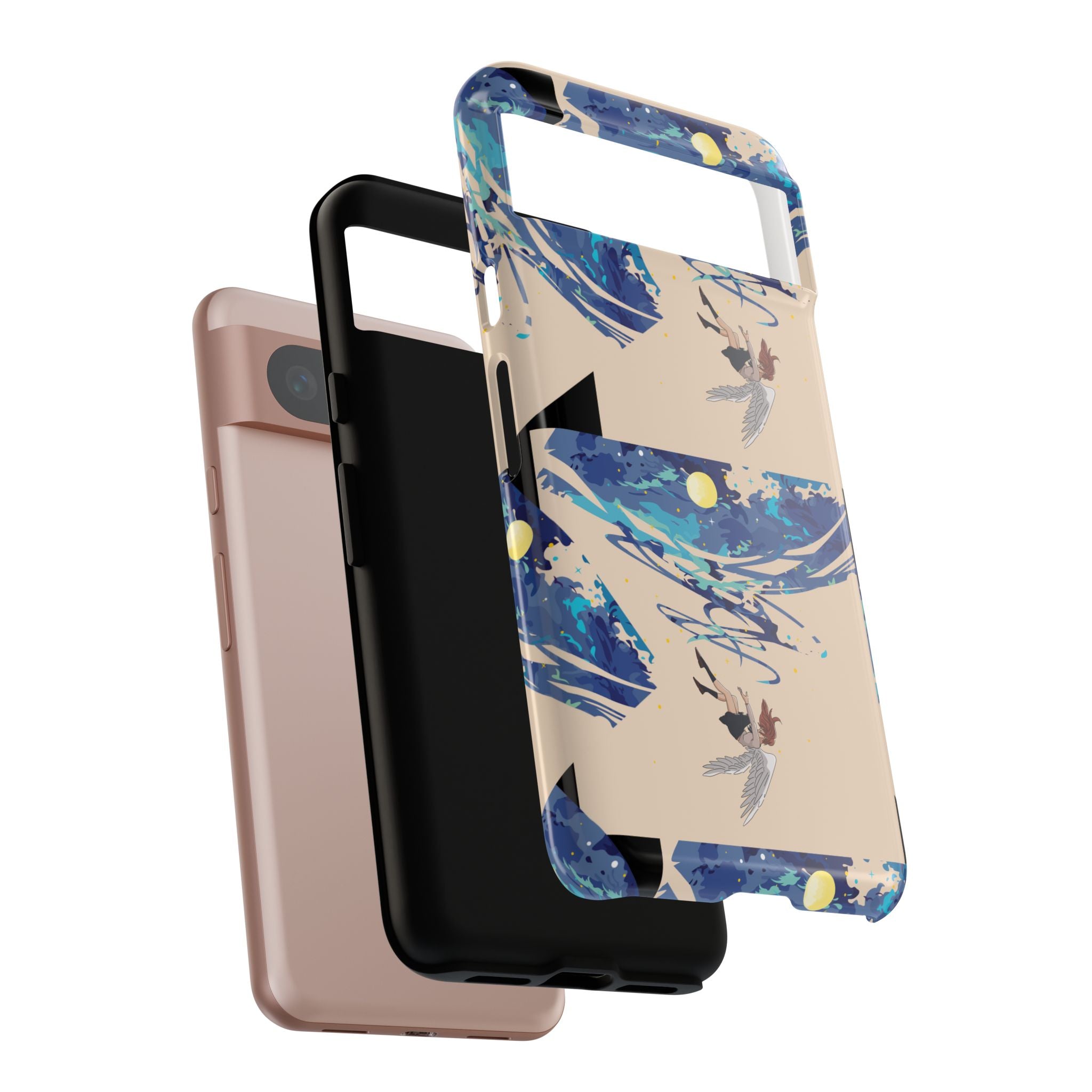 Artistic Phone Case with Abstract Design, Vivid Blue Waves and Fish, Stylish Phone Accessory, Unique Gift Idea, Trendy Tech Decor, [...]