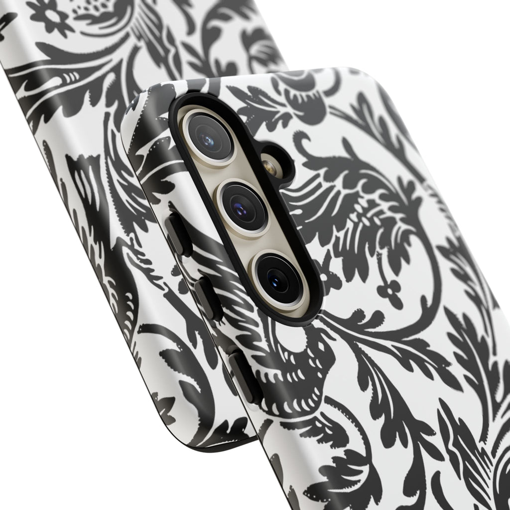 Elegant Black Floral Phone Case, Tough Cases, Stylish Phone Protection, Gift for Her, Floral Design, Trendy Accessories