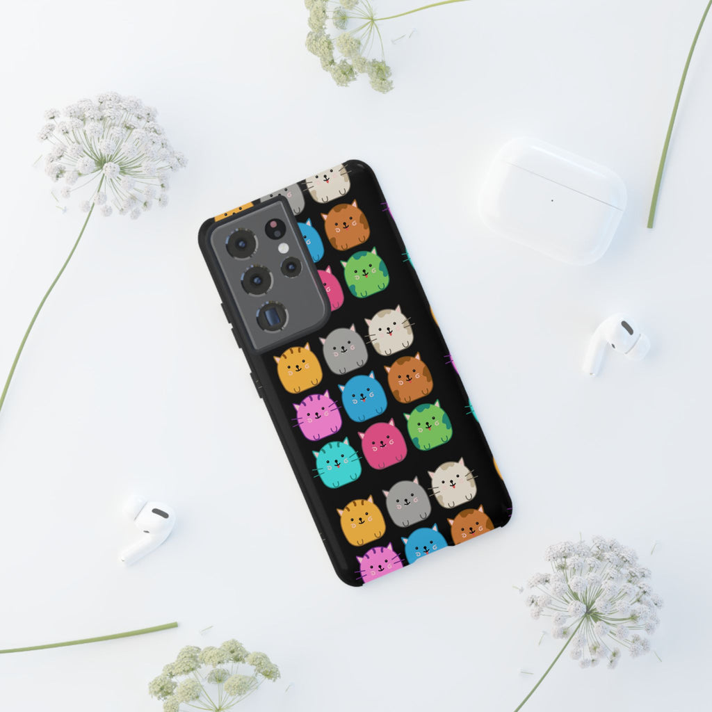 Cute Cat Phone Case, Kawaii Animal Lover Gift, Tough Phone Cover for Kids and Adults, Fun Cat Designs for Birthdays, Pet Lovers