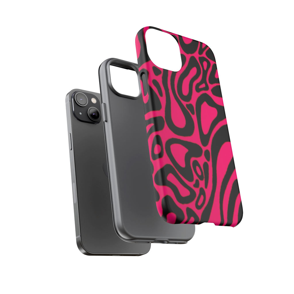 Bold Pink Patterned Phone Case, Stylish Tough Case, Trendy Accessory, Gift for Her, Tech Protection