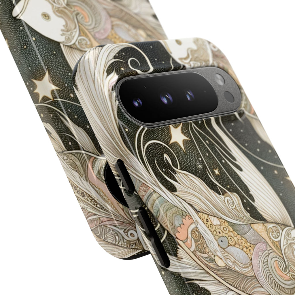 Artistic Phone Case, Cosmic Fish Design, Phone Accessory, Unique Gift, Zodiac Decor, Starry Night Vibes