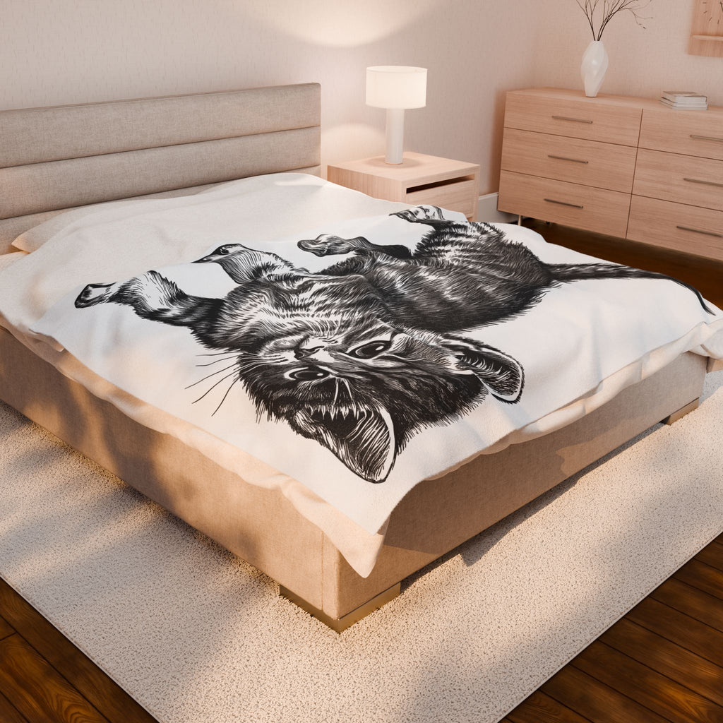 Cute cat Velveteen Blanket, Soft Throw Blanket for Home Decor, Perfect Gift for Relaxation, Boho Style, Ideal for All Seasons