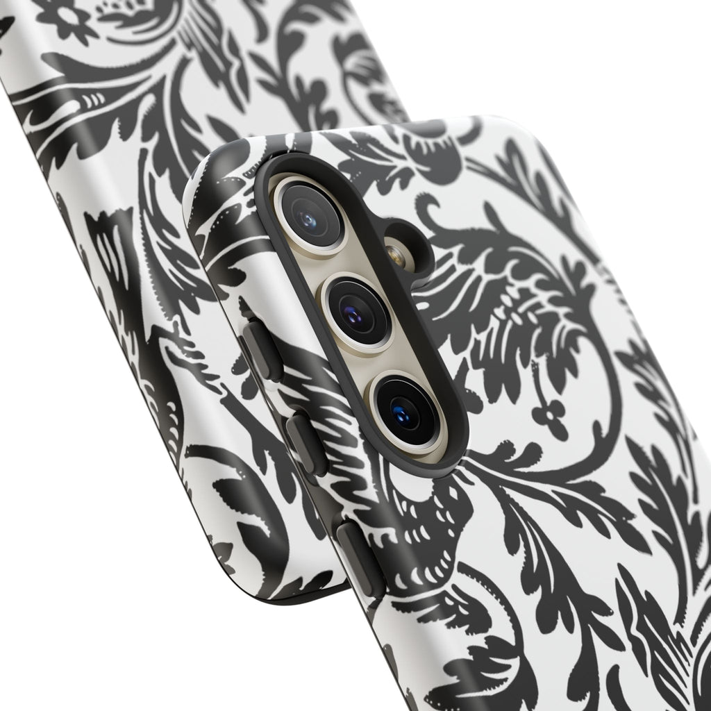 Elegant Black Floral Phone Case, Tough Cases, Stylish Phone Protection, Gift for Her, Floral Design, Trendy Accessories