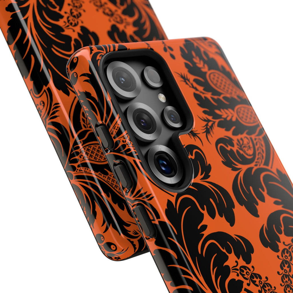 Elegant Phone Case with Orange Floral Design | Tough Cases, Smartphone Cover, Gift for Her, Floral Patterns, Stylish Accessories