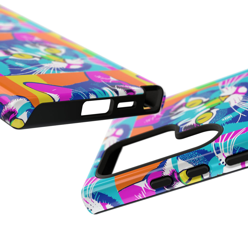 Colorful Cat Phone Case, Vibrant Animal Cover, Unique Pet Lover Gift, Fun Pop Art Style, Trendy Gadget Accessory